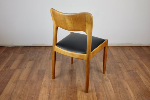 Dining Chair in teak and leather by John Mortensen for Hornslet Mobelfabrik/