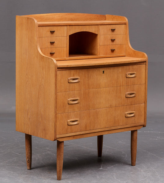Danish furniture manufacturer. Secretary with mirror, oak