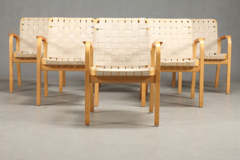 Original Alvar Aalto. Set of 6 armchairs in birch wood, model 45 (6)