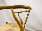 Back of White Oak and Papercord Wishbone Chair by Hans Wegner