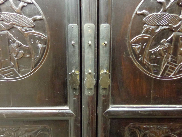 Handles on 19th Century Chinese Antique Fir Cabinet