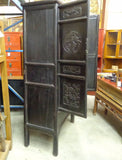 Side View of 19th Century Chinese Antique Fir Cabinet with Doors Open