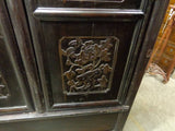 Floral Carving on Door of 19th Century Chinese Antique Fir Cabinet