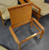 Solid teak framed, highback , reclining ARMCHAIRS WITH STOOL.