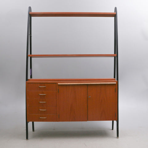 BOOK SHELF, CABINET, PULLOUT DESK/SERVER , teak, 1960s.