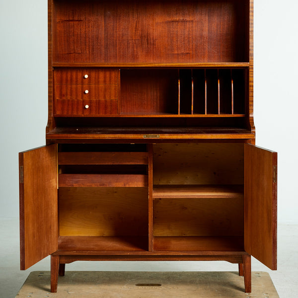 TEAK BOOK CASE, SECRETARY, and CABINET combination, about the middle of the 20th century,