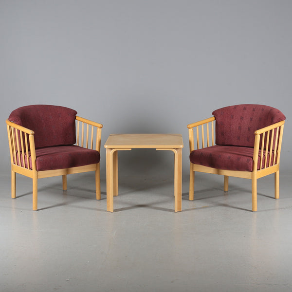 2 ARMCHAIRS and a coffee table, Skandiform,