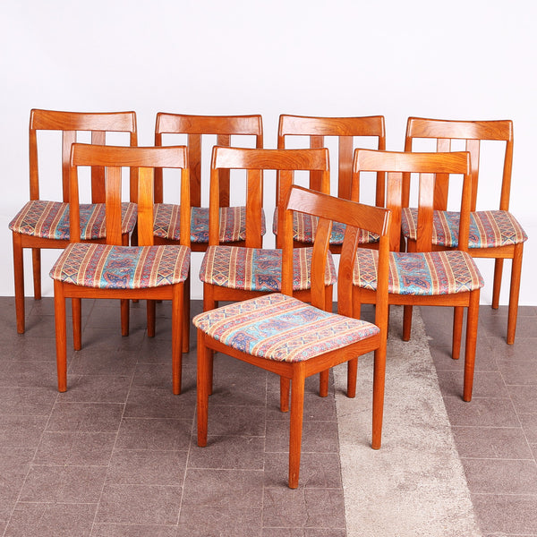 Vamdrup Stolefabrik, chairs / dining room chairs, teak, fabric, Denmark, 1960s