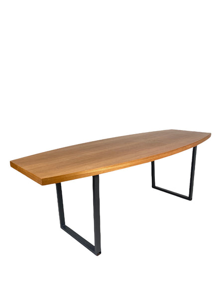 Large dining table / conference table / table. Wooden body on flat steel sled frame.