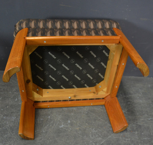 High back solid teak framed chair and foot stool