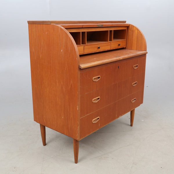 SECRETARY, Cylinder roll top, Teak  1950s.