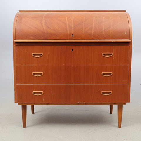 SECRETARY, Cylinder roll top, Teak  1950s.