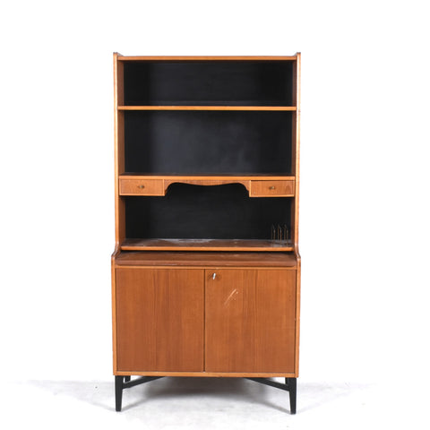 Pull out desk / Secretary and bookcase cabinet, Teak
