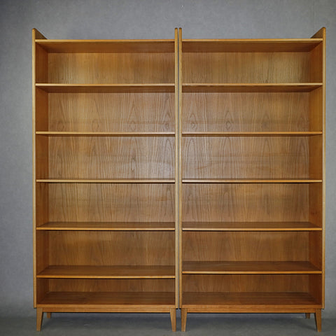 Teak book shelves on legs., 1970s.