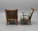 ARMCHAIRS, 2 pcs, mahogany, around the middle of the 20th century.