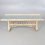 Bamboo Coffee Table with Glass Top