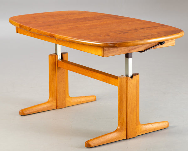 coffee table / dining table. Height-adjustable teak table.