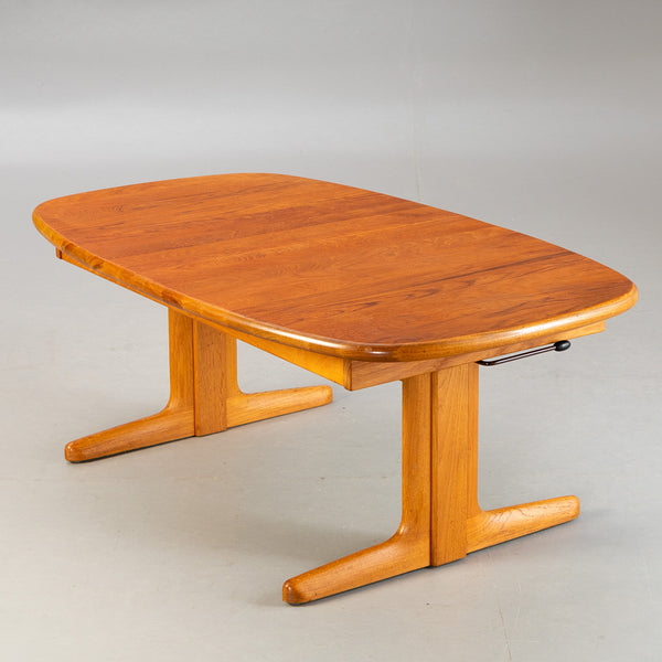 Solid teak coffee table / dining table with extension. Height-adjustable.
