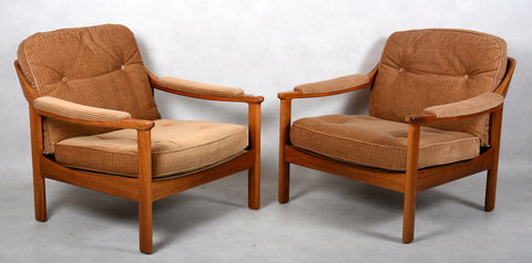 ARMCHAIRS, 1 pair, teak, 1960s / 70s.