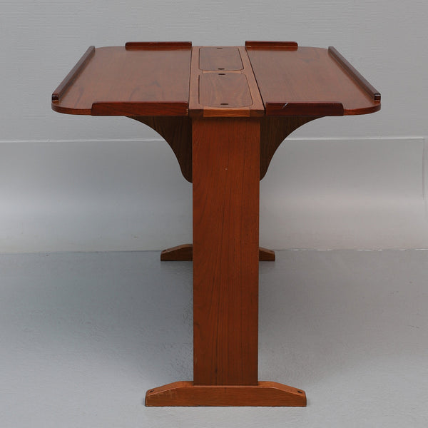 Teak folding down Dining table with internal storage. TABLE,.