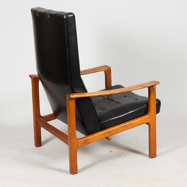 ARMCHAIR, teak / artificial leather, adjustable.