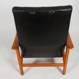 ARMCHAIR, teak / artificial leather, adjustable.