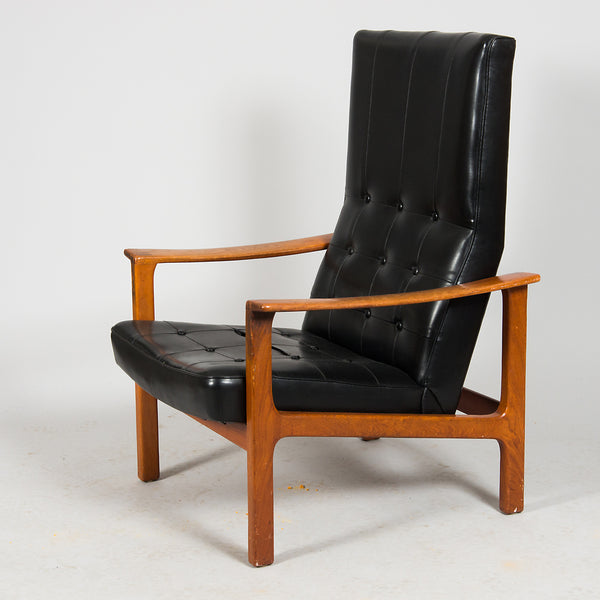 ARMCHAIR, teak / artificial leather, adjustable.