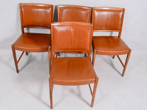 4 Teak/Leather chairs by Skaraborgs Möbelindustri AB, Tibro, 1960s.