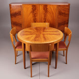 Beautiful Round Birch Dining Table with Matching Chairs and Cabinet