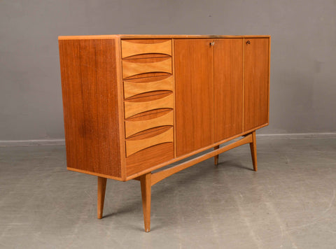 Swedish Highboard, Teak / Write Oak