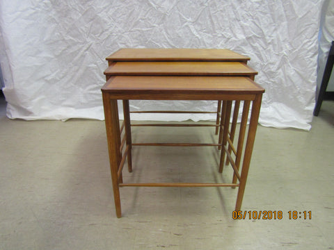 Greta Jalk teak nesting tables manufactured by Jeppesens Mobelfabrik A/S Denmark.