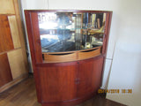 Rosewood Corner Cabinet with Mirrored Bar and Melamine Shelf and Tambour Doors