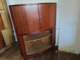 Rosewood Corner Cabinet with Mirrored Bar and Melamine Shelf and Tambour Doors