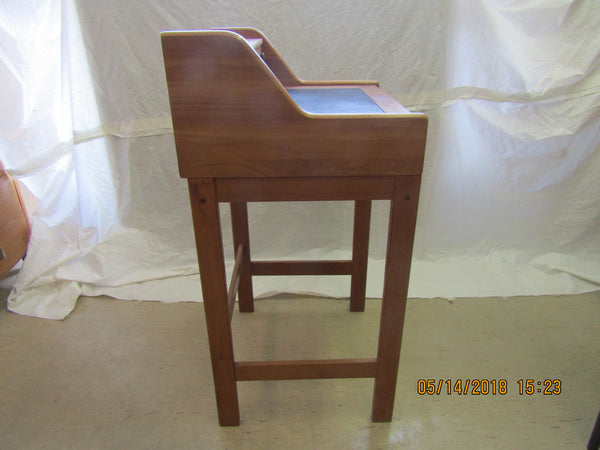 Solid Teak Standing Desk from Denmark with Leather Insert